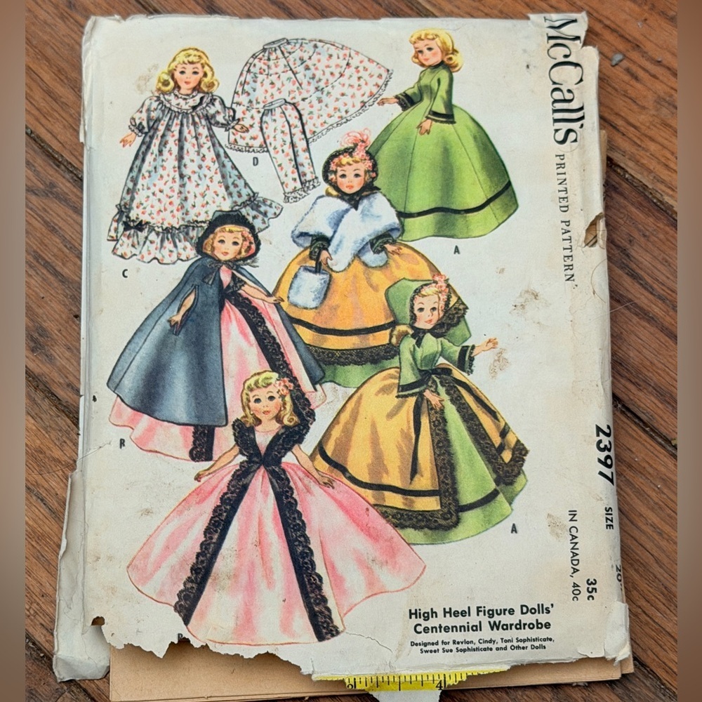 Vintage 1960 McCall's High Heel Figure Dolls Centennial Wardrobe Pattern Uncut